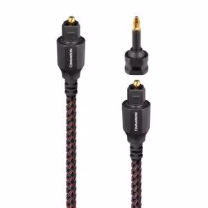 AudioQuest Cinnamon Optical оптичен кабел с ниска дисперсия и Mini‑Toslink адаптер