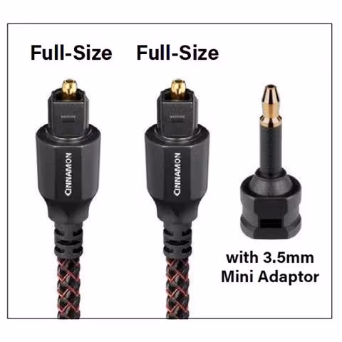 Оптичен кабел AudioQuest Cinnamon Optical AudioQuest Cinnamon Optical оптичен кабел с ниска дисперсия и Mini‑Toslink адаптер