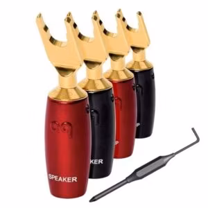AudioQuest 507, multi-spade connectors, speaker connectors, high-end audio, silver spade, gold spade, Purple Copper, audiophile upgrade, 7 AWG connectors, premium audio accessories