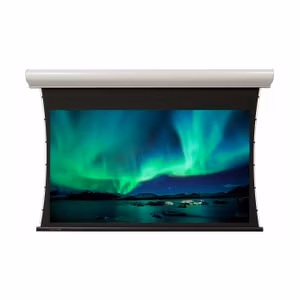 Screen Research On-Ceiling / On-Wall Screens моторизиран проекционен екран с маскиране и акустично прозрачна повърхност