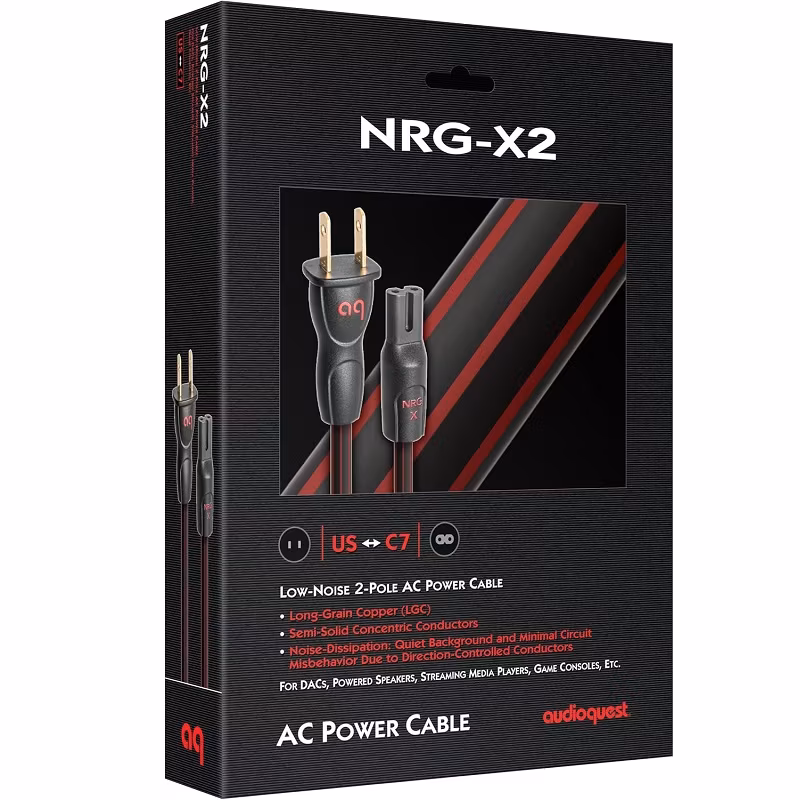 Захранващ кабел AudioQuest NRG-X2 AudioQuest NRG-X2 захранващ кабел с C7 конектор за Hi‑Fi и аудио системи