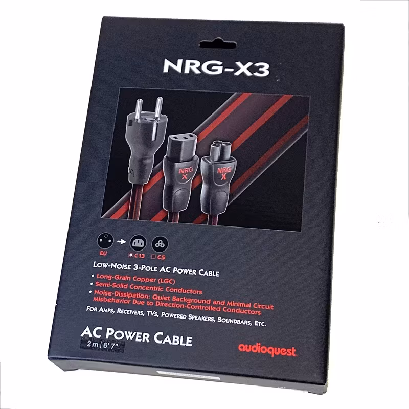Захранващ кабел AudioQuest NRG-X3 AudioQuest NRG-X3 захранващ кабел с IEC C13 конектор за Hi‑Fi аудио системи